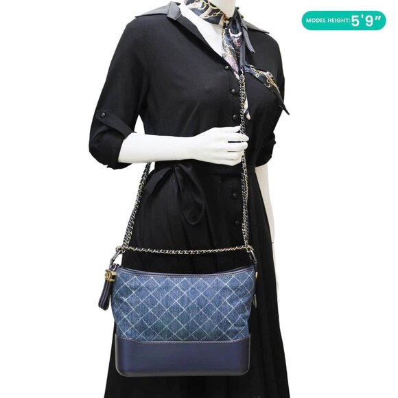 Chanel  Gabrielle Medium Denim Hobo Bag Blue - Picture 2 of 11